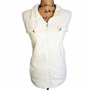 CHAPS SPORT Women's Plus Soft Fleece Zippered Collared Vest Size XXL